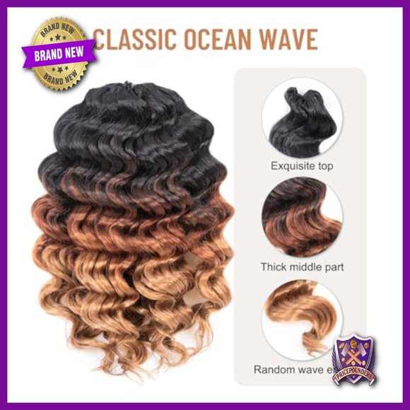 9 Inch Synthetic Ocean Wave Crochet Hair Extensions - 8 Pack Heat Resistant